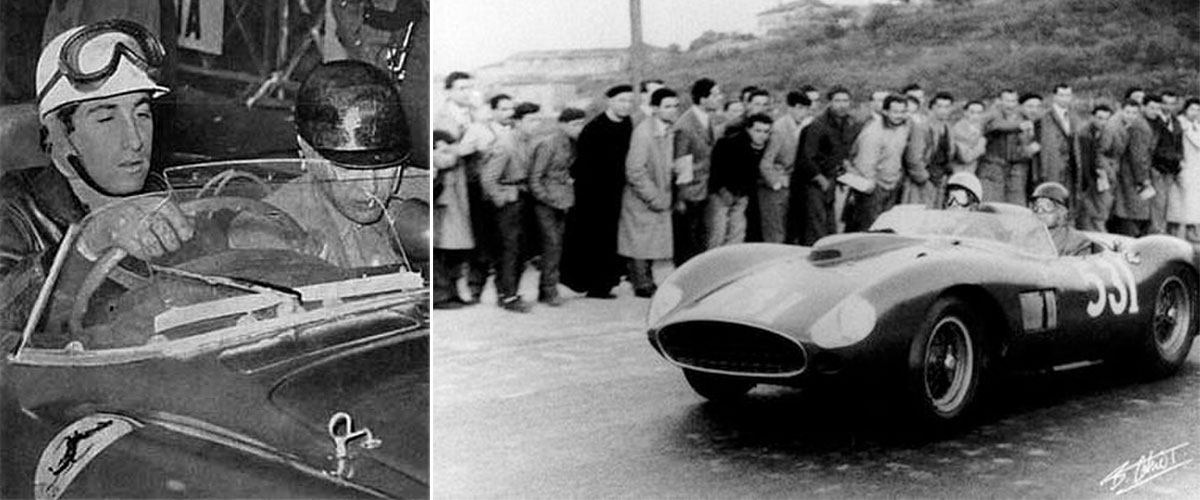 Alfonso de Portago driving the Ferrari 335 S at the 1957 Mille Miglia
