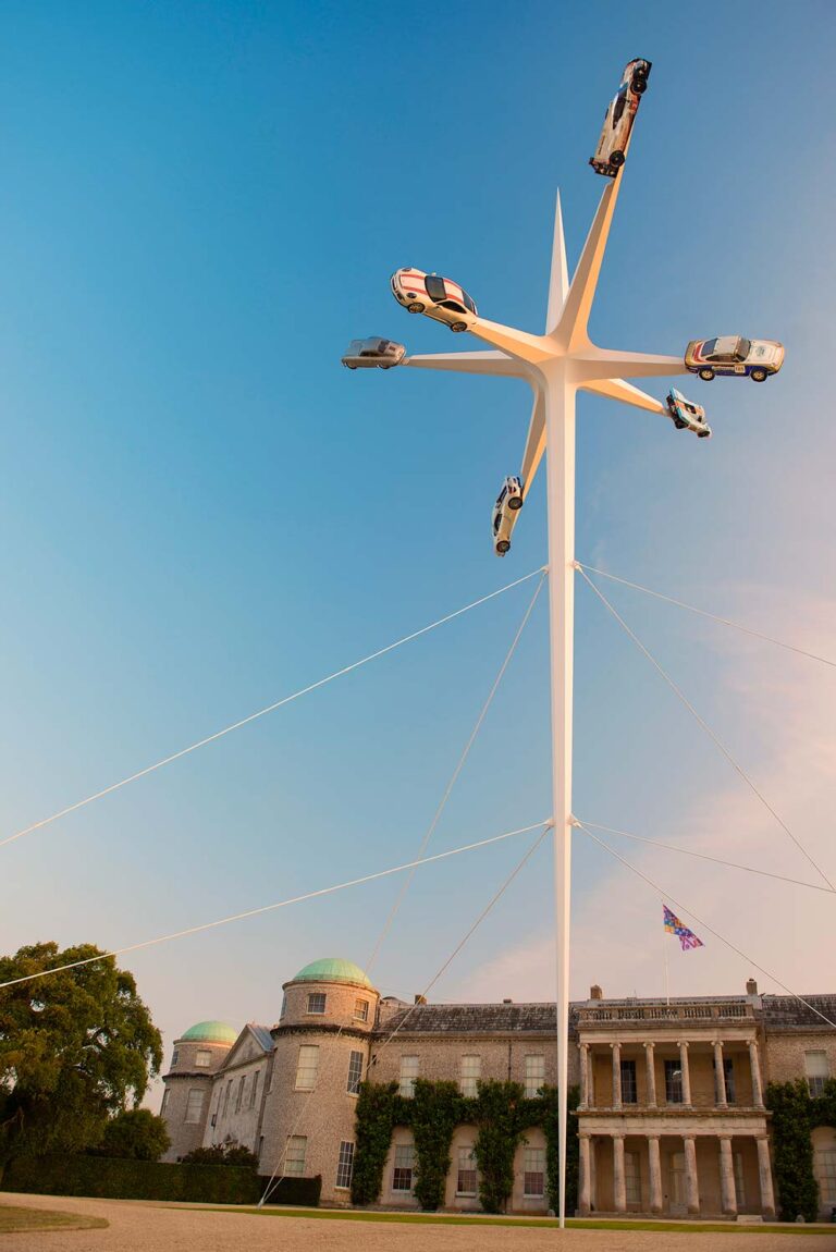 Central Feature sculpture in front of Goodwood House at the Goodwood Festival of Speed.