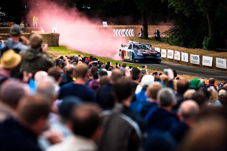 NASCAR race car performing at the Goodwood Festival of Speed.