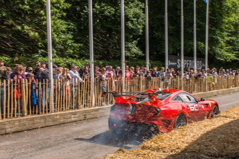 Ferrari supercar on the Goodwood hill climb.