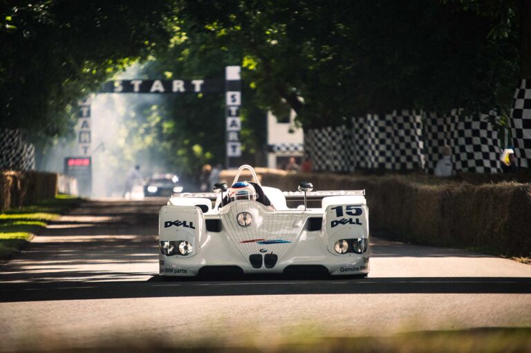 BMW V12 LMR passing the start line at the Goodwood Festival of Speed.