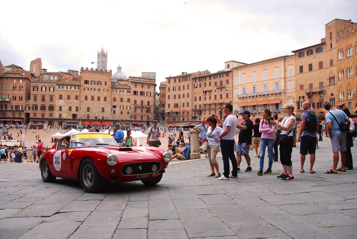 Ferrari 250 GT Berlinetta on Siena's Piazza del Campo during the Gran Premio Nuvolari.