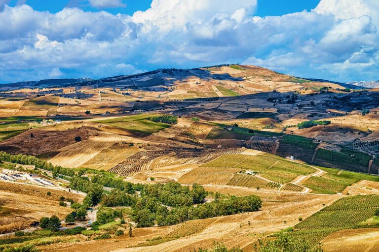 Rolling countryside of Sicily's Madonie Mountains along the legendary Targa Florio route.