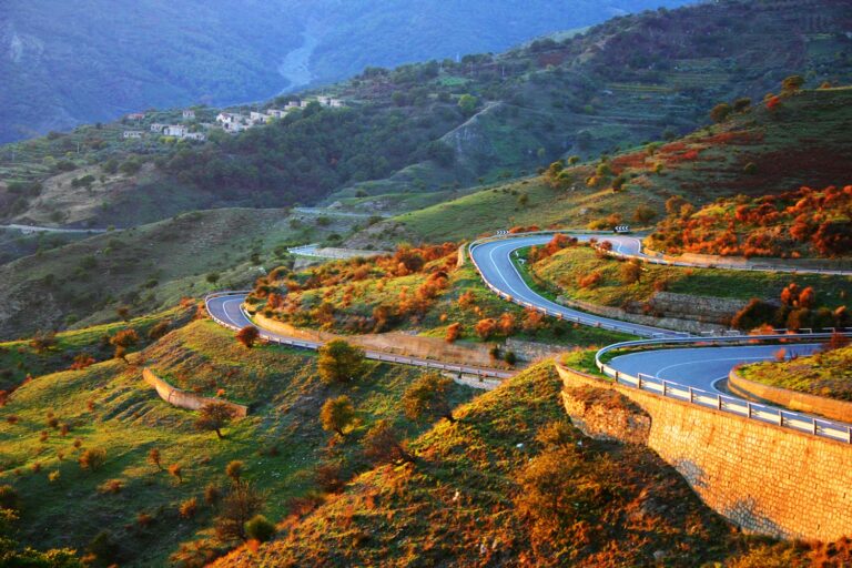 Spectacular hairpin bends on Sicily's legendary Targa Florio route through the Madonie Mountains.